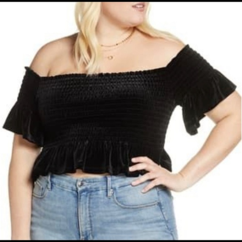 LAST 2X NWT BP | Velvet Off Shoulder Crop Top